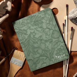 Étui pour iPad Air 4/5/6 personnalisé en cuir synthétique vert avec emplacement pour carte, étui ipad Pro 11 12,9, étui pour ipad 8/9/10, ipadmini4/5/6/7