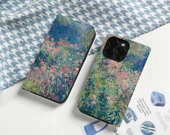 Ölfarbe Personalisierte Flip Lederhülle mit Kartenhalter, benutzerdefinierten Namen Initialen für iPhone 16 15 14 13 12 SE