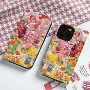 Collages Personalisierte Klapphandyhülle mit Kartenhalter, benutzerdefinierten Namensinitialen für iPhone 16 15 14 13 12 SE