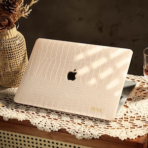 Beige MacBook-hoes met krokodillenpatroon voor MacBook Air 13 15" Pro 13 14 15 16", MacBook-hoes, beschermhoes voor MacBook A3113/A2337/A2681