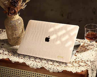 Beige Crocodile Pattern MacBook Case for MacBook Air 13 15&quot; Pro 13 14 15 16&quot;, MacBook Case, Protective Cover for MacBook A3113/A2337/A2681
