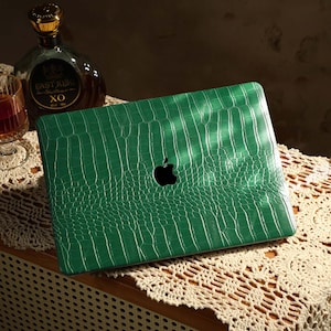 MacBook Case, Green Crocodile Pattern MacBook Case for MacBook Air 13 15&quot; Pro 13 14 15 16&quot;, Protective Cover for MacBook A3113/A2337/A2681