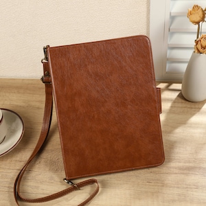 Brown Handheld Crossbody with Card Slot Personalised iPad Case for Air 4/5 Case, ipad Pro 11 12.9 Case, ipad Cover for ipad8/9/10, mini4/5/6