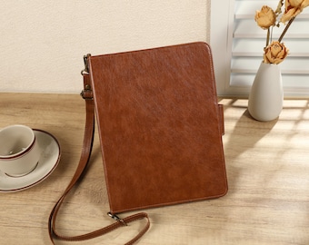 Brown Handheld Crossbody with Card Slot Personalised iPad Case for Air 4/5 Case, ipad Pro 11 12.9 Case, ipad Cover for ipad8/9/10, mini4/5/6