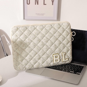 Housse pour ordinateur portable à fleurs beige, étui pour ordinateur portable avec poignée, housse pour MacBook, housse pour iPad, étui pour macbook 13 15 pouces, sacoche pour ordinateur portable de haute qualité