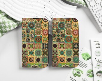 Retro Design Personalisierte Flip Brieftasche Handyhülle mit Kartenhalter, benutzerdefinierten Namen Initialen für iPhone 16 15 14 13 12 SE