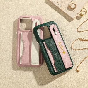 Funda de piel sintética personalizada para iPhone con tarjetero, funda para iPhone 15 Pro, 14 Pro Max, iPhone 13 12, funda para teléfono con iniciales monograma
