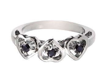 Black Onyx Ring, Sterling Silver Jewelry, Heart Shape Unique Designer Ring, Gift For Her