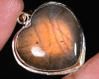 Unique Fire Labradorite Pendant: 925 Sterling Silver, Handmade Necklace, Wedding Gift For Her