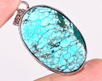 Natural Turquoise Pendant – Sterling Silver Gemstone Handmade Necklace