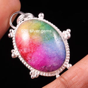 Natural Solar Quartz Pendant, 925 Sterling Silver, Handmade Gemstone Necklace, Solar Quartz Pendant Jewelry Gift for Women Personalized Gift