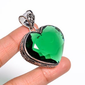 Chrome Diopside Pendant Necklace • 925 Sterling Silver Handmade Jewelry • Vintage Green Gemstone Necklace for Women • Gift for Her