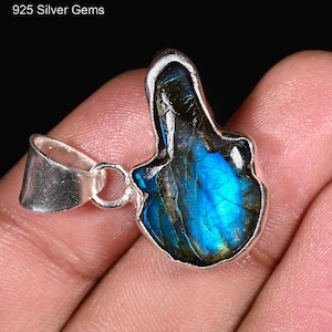Blue Fire Labradorite Pendant, 925 Sterling Silver, Blue Labradorite, Gemstone Pendant, Anniversary Gift, Gift For Her, Wedding Gift For Him