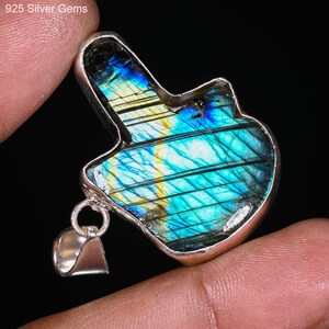 Blue Fire Labradorite Pendant, 925 Sterling Silver, Blue Labradorite, Gemstone Pendant, Anniversary Gift, Gift For Her, Wedding Gift For Him