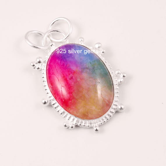 Collier Argent 925 Avec Quartz Solaire Naturel - 18 Pouces, Fait Main, Neuf Sans Emballage