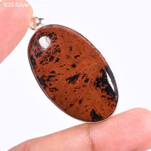 Genuine Mahogany Obsidian Gemstone Pendant, Handmade Mahogany Obsidian Pendant For Gift, 925 Sterling Silver, Oval Shape Stone Pendant, Gift