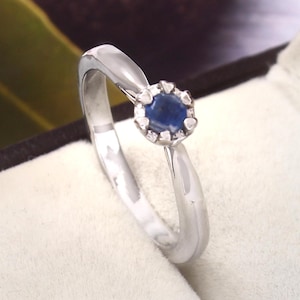 Blue Sapphire Ring, Solid 925 Sterling Silver Jewelry Ring, Solitaire Ring, Antique Ring, Gift For Her, Wedding Gifts, Christmas Gift