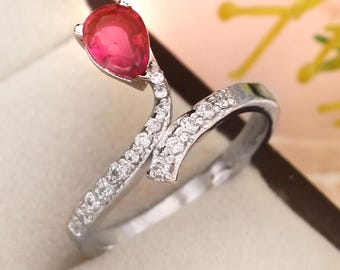 Pink Topaz Engagement Ring | 925 Sterling Silver Vintage Ring.