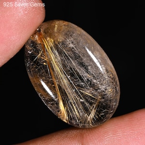 Golden Rutile Quartz - Natural Golden Rutile Quartz Stone - Rutile Quartz Gemstone - Flat Back Rutile Quartz Cabochon Rutile Quartz Crystal