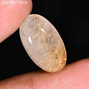 Natural Golden Rutile Quartz Gemstone Cabochon, Oval Shape Golden Rutile Quartz Cabochon, Loose Gemstone For Jewelry Making Supply