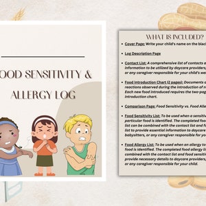 Baby Food Sensitivity & Allergy Log - Neutral Colors, Food Introduction Diary, Food Intolerance, Allergen Tracker, Safety Kids, Safe Baby