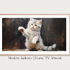 Digital Frame TV Art | Playful Kitten | Modern Audience | Cat Artwork, Pet Wall Art, Feline Art, Vintage Cat Art, Adorable Kitten Art