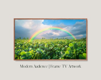 Clover Field Rainbow Frame TV Art: St. Patrick's Day Spring Decor (Digital Download)