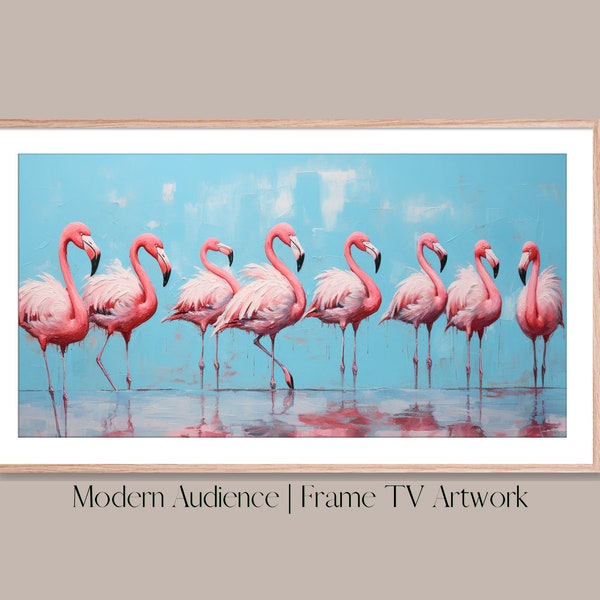 Digital Frame TV Art | Flamboyance | Impasto Painting | Modern Audience - Digital, Samsung, Wall Art, Painting, Decor, Birds, Flamingos