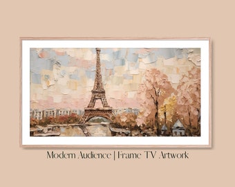 Digital Frame TV Art | Parisian Scene | Impasto Painting | Modern Audience - Frame TV, Digital, Samsung, Wall Art, Painting, Decor, Paris