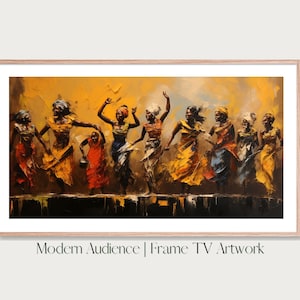 Digital Frame TV Art | African Dance | Impasto Painting | Modern Audience | Cultural Dance Wall Art, Vibrant African Art, African Dancers