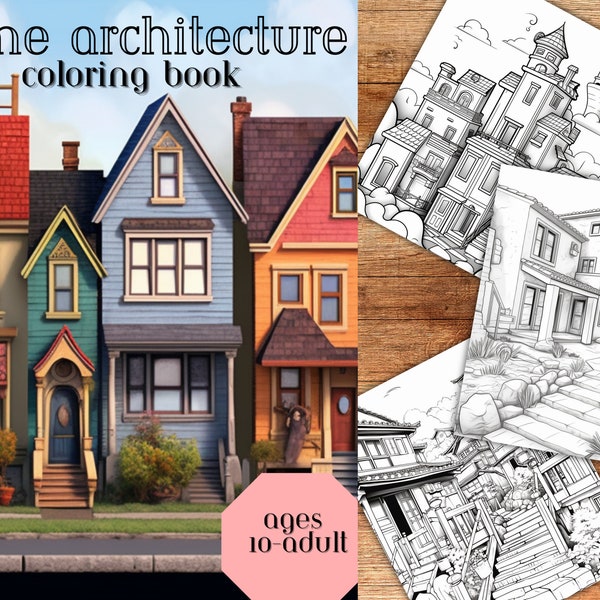 Home Architecture Coloring Book - Amazing Adults Coloring Book of Home Designs, Modern, Castle, Tudor, Log Cabin, Anxiety Relief, Relaxation