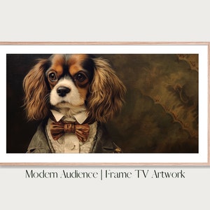 Digital Frame TV Art | King Charles | Modern Audience | Cavalier King Charles Spaniel Artwork, Pet Wall Art, Dog Art, Vintage Pet Artwork