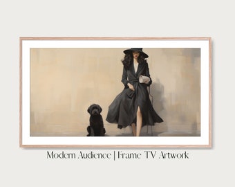 peinture vintage femme et chien | Illustration pour téléviseur Samsung Frame (téléchargement numérique)
