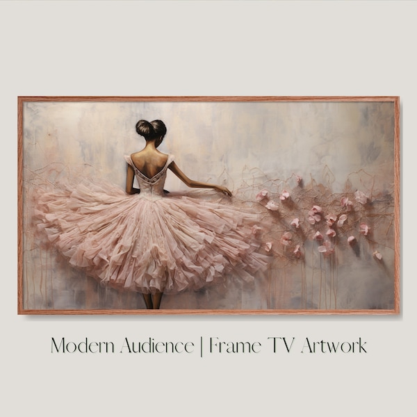 Digital Frame TV Art | Textured Ballerina | Modern Audience | Avant Garde Artwork, Unique Wall Art, Dancer Art, Vintage Painting, Embroidery