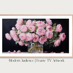 Digital Frame TV Art | Pink Rose Bouquet | Modern Audience | Botanical Art, Modern Floral Art Decor, Digital Photorealistic Art