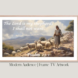 Digital Frame TV Art | Psalm 23:1 | Frame TV Art Instant Download | Modern Audience | Christian Frame TV Art, Biblical Art