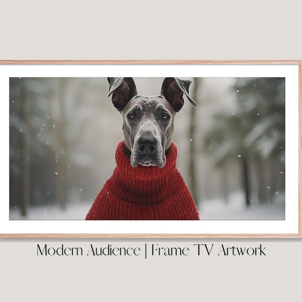 Digital Frame TV Art | Red Turtleneck | Modern Audience | Modern Pet Art, Dog Images, Contemporary Pet Art, Dog Art, Canines, Puppy Art