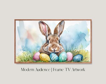 Easter Bunny Watercolor Art: Spring Holiday Frame TV Art (Digital Download)