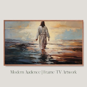 Christian Frame TV Art for Samsung Frame TV Digital Download of Jesus Walking on Water Digital Artwork Oil Painting for TV Biblical Artwork