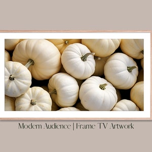 Witte pompoenen lijst tv-kunst | Minimalistisch herfstdecor (digitale download)