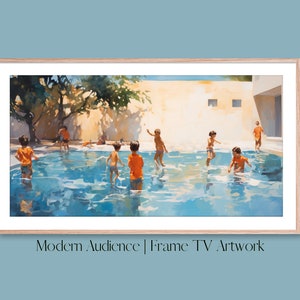 Digital Frame TV Art | Kids At Play Summer Oil Painting Frame TV Art Instant Download | Modern Audience