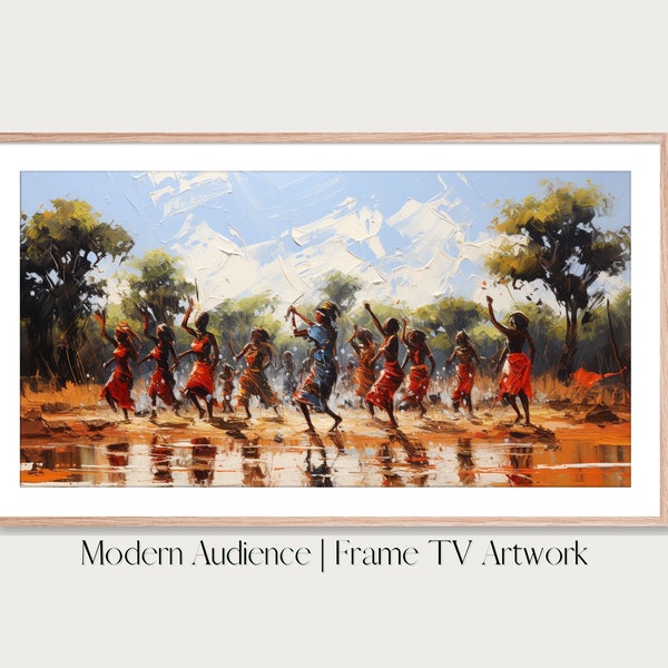 Digital Frame TV Art | African Culture Dance | Impasto Painting | Modern Audience | Cultural Dance Wall Art, Vibrant African Art