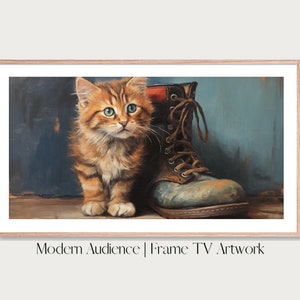 Digital Frame TV Art | Cute Kitten | Modern Audience | Cat Artwork, Pet Wall Art, Pet Art, Feline Art, Vintage Cat Art, Adorable Kitten Art