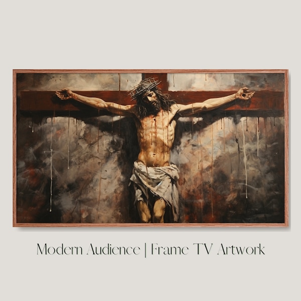 Christian Frame TV Art, Crucifixion of Jesus Frame TV Art, Instant Download, Spring Frame Art, Christian Frame TV Art, Jesus Christ Art