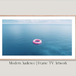 Digital Frame TV Art | Pink Floatie | Modern Audience | Coastal Art, Ocean Artwork, Water Frame TV Art, High-Resolution Images