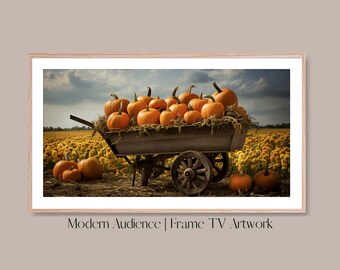 Pumpkin Stack Frame TV Art | Rustic Autumn Scene (Digital Download)