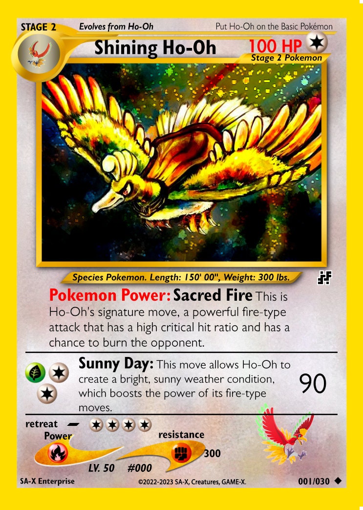 Pokemon Ho-oh Hooh Ho Oh GX Custom Full Art Metal Pokemon Card