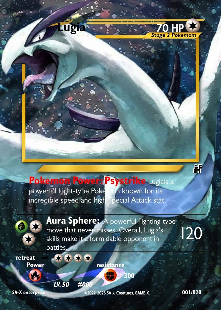 Pokemon Lugia GX Full Art Silver Metal Custom Card Hard Metal -   Portugal