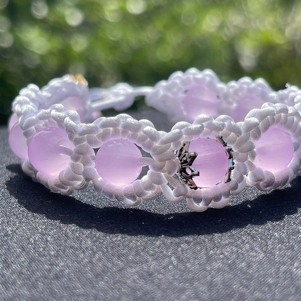 Bracelet confortable, réglable, de haute qualité, en satin de soie et perles de verre jade