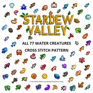 Stardew Valley Bundle - All 77 Water Creatures Cross Stitch Pattern